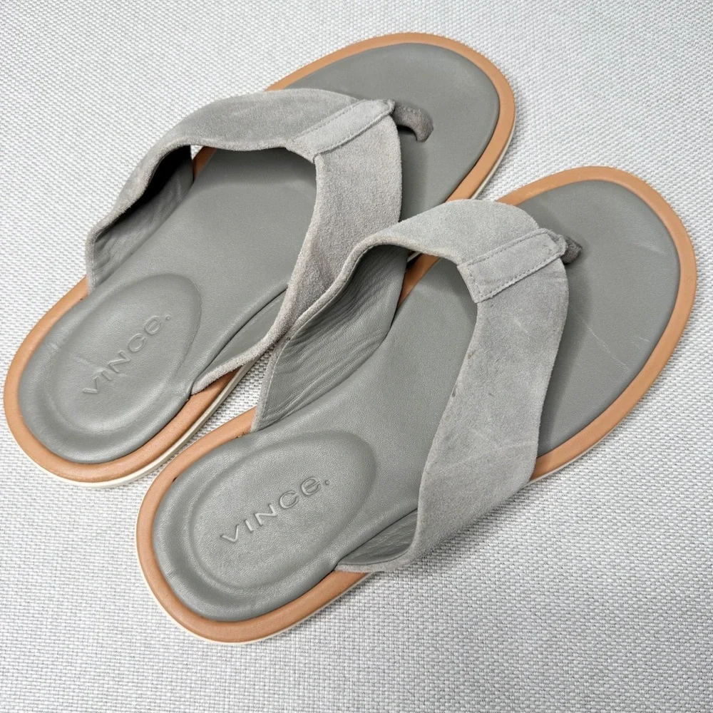 Vince ​Dean Men's Thong Toe Smoke Suede Sandals Size 9‎ 42.5